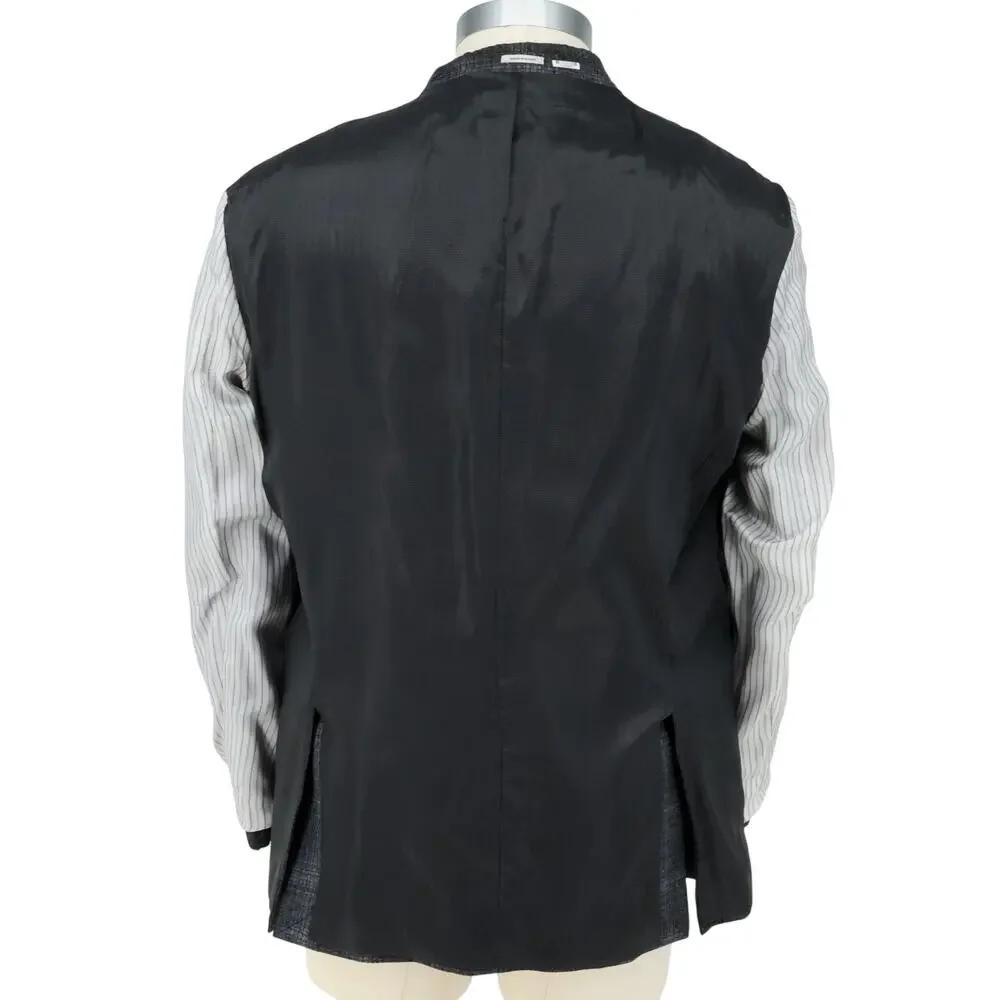 Joseph Abboud Sport Coat Mens 46R Gray Plaid Wool Jacket Lined Blazer Preppy